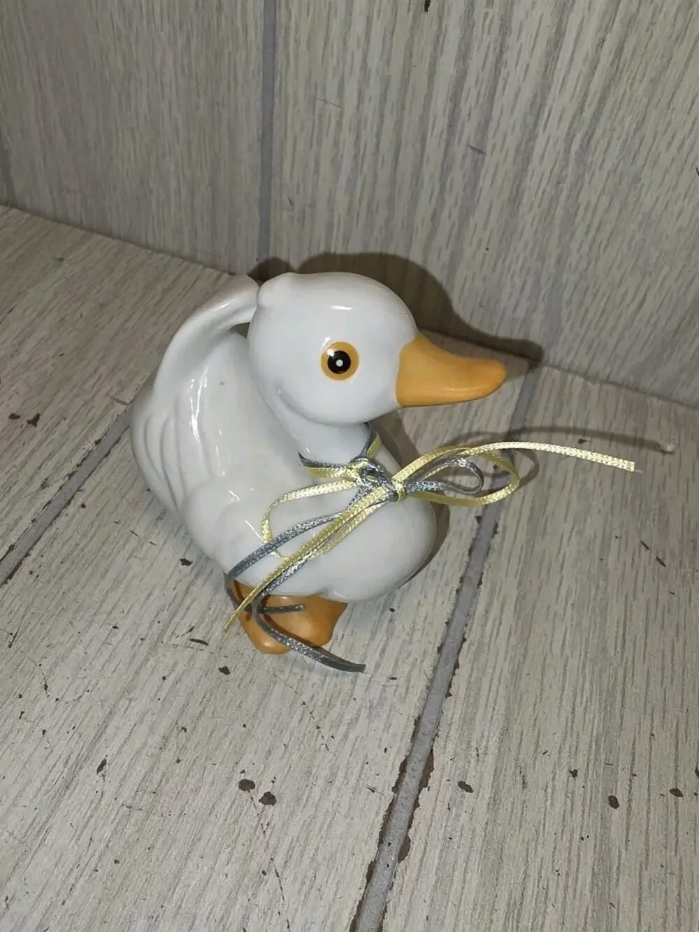 Vintage White Ceramic Duck Homco #1414 Easter Spring Decor Farmhouse Cottagecore